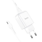 Conjunto carregador Hoco N2 VIGOR com cabo USB para iphone 1M branco