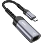 Adaptador Hoco UA26 Tipo-C para Ethernet 100Mbps Cinza Metálico