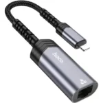 Adaptador Hoco UA26 Lightning para Ethernet 100Mbps Cinza Metálico