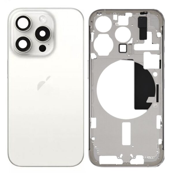 Tampa Traseira Apple Iphone 15 Pro Branco Titânio Com Frame
