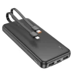 Power Bank Hoco Q37 Graceful con 3-in-1 Porta USB+Cable Tipo-C+Lightning 10000mAh Preto