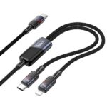 Cabo de Carregamento 2 em 1 Hoco u139 USB-C para (Tipo-C+Lightning) 100W 1,2m Preto