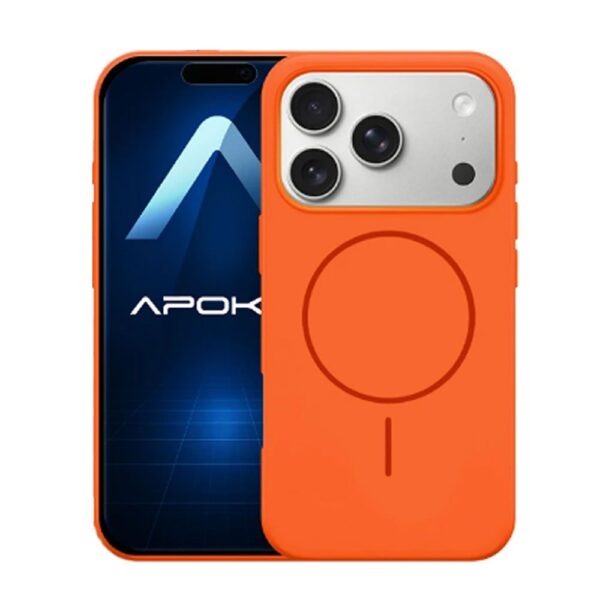 Capa Silicone Apple Iphone 17 Pro Max Laranja Magsafe