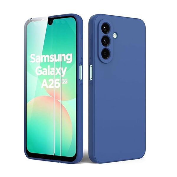Capa Silicone Samsung Galaxy A26 Azul Escuro Com Protetor De Camera