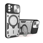 Capa Silicone Tpu+Suporte Samsung Galaxy A17 Prata Com Protetor De Camera