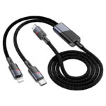 Cabo de Carregamento 2 em 1 Hoco u139 USB-C para (Tipo-C+Lightning) 100W 1,2m Preto - Image 2