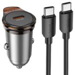 Carregador de Carro Hoco NZ16 Rigorous PD30W com Cabo Tipo-C para Tipo-C 1M Cinza Metálico