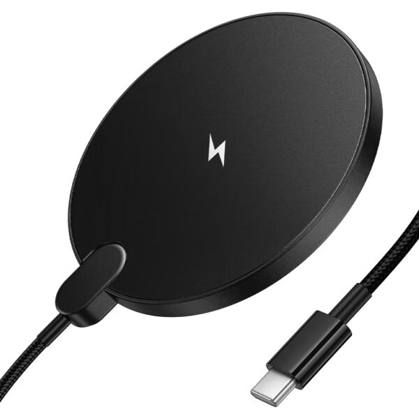 Carregador sem fios Hoco CW62 Peak com Visor Digital para Secretária Tipo-C 15W 1,2m Preto