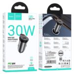 Carregador de Carro Hoco NZ16 Rigorous PD30W com Cabo Tipo-C para Tipo-C 1M Cinza Metálico - Image 3