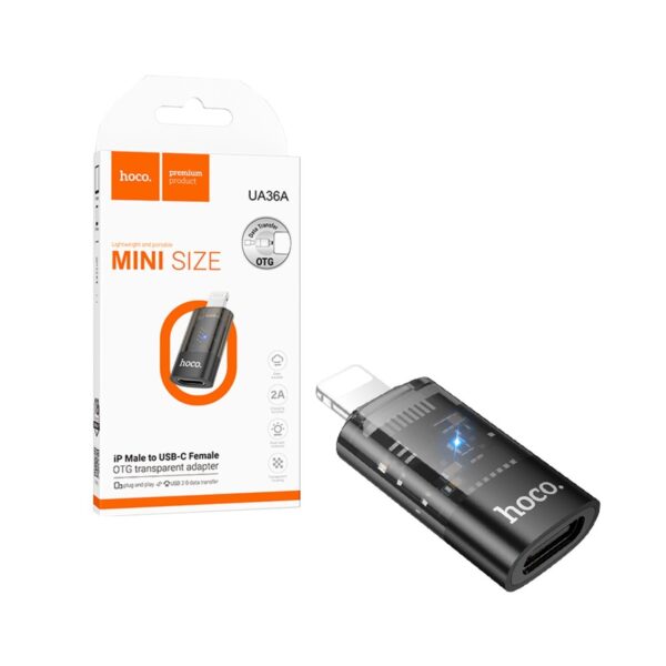 Adaptador OTG Hoco UA36 Lightning Macho Para USB Fêmea 2,0 Preto