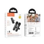 Dual-Microfone Sem Fio Hoco L20A Fair Lavalier com conector Tipo-C/Lightning Preto - Image 6