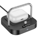 Carregador sem fio Magnético 2 em 1 Hoco CQ16B Astute para Smartphone e AirPods Tipo-C Preto