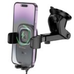 Suporte de Telefone para Carro Console Central Hoco HW32 Crown Push-Type com Carregamento sem fio 15W Cinza Metalizado Preto - Image 6