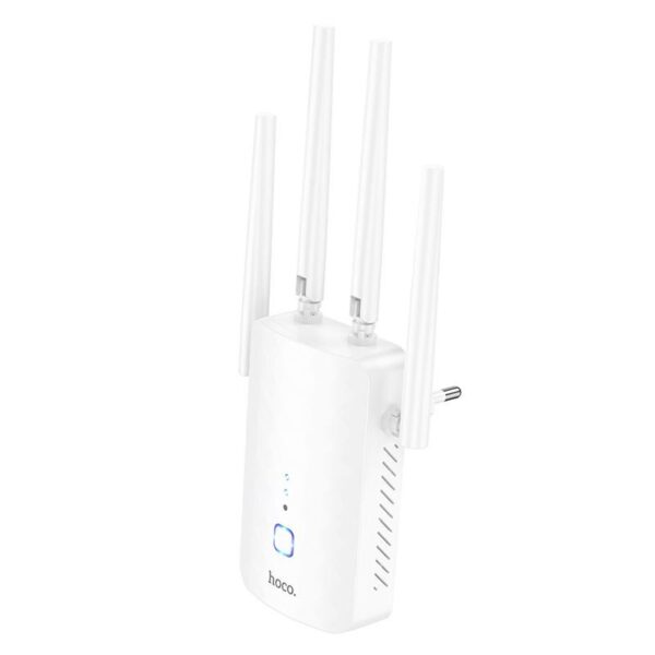 Adaptador de Placa de Rede sem fios Hoco HI35 Wifi4 2.4G 300MBPS com 4 Antenas Externas Branco